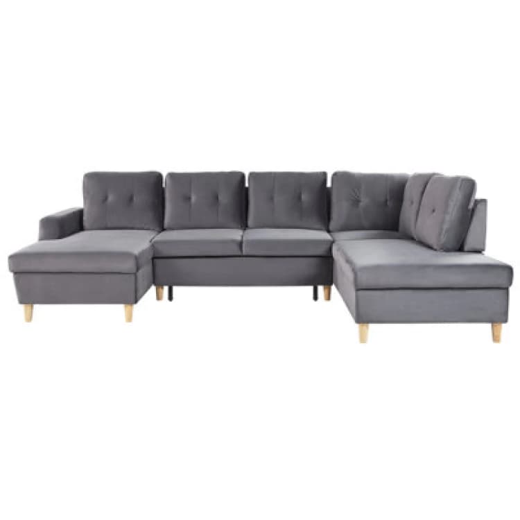 Image of Beliani Sofa Bed 4 Seater Lerum Velvet Grey