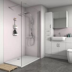 Image of Splashwall Matt Pale pink Shower Panel (H)2420mm (W)900mm (T)4mm