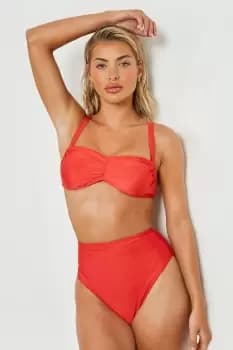 Image of Padded Ruched Front High Waist Bikini Set