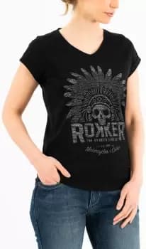 Image of Rokker Indian Bonnet Ladies T-Shirt, black, Size M for Women, black, Size M for Women