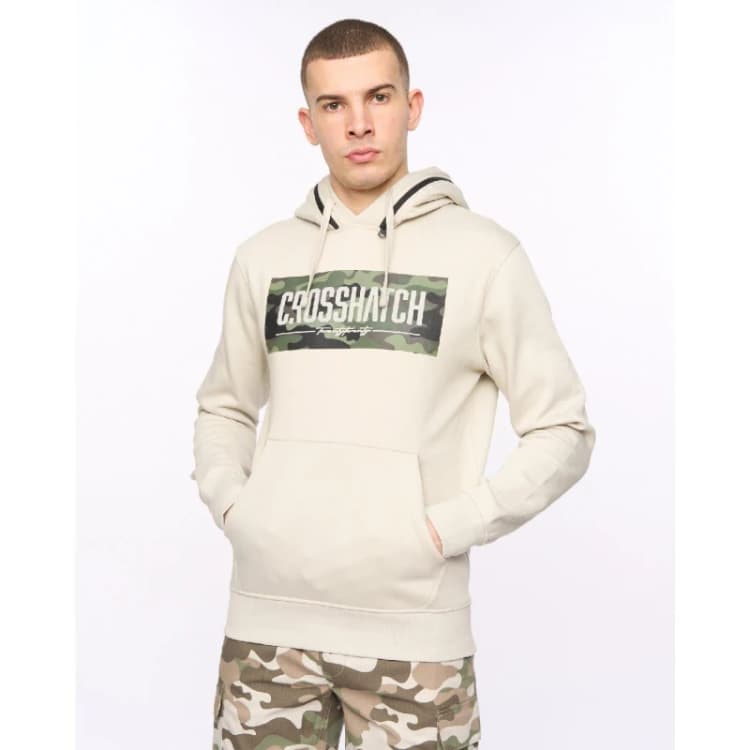 Image of Crosshatch Crosshatch Men Camtort Hoodie in Light Stone Size: Small Light Stone S Male 5059294668699