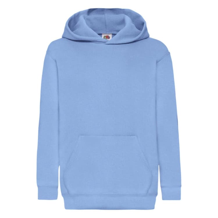 Image of Fruit of the Loom Classic Hooded Sweatshirt in Blue Size: 12-13 Years Blue Unisex 12-13 Years