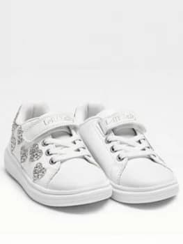 Image of Lelli Kelly Heart Glitter Trainer - White/Silver, Size 9 Younger