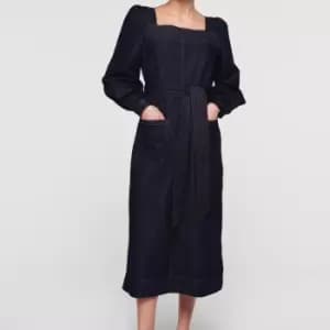 Image of Aligne Womens Hamden Square Neck Dress - Indigo - EU 44/UK 16