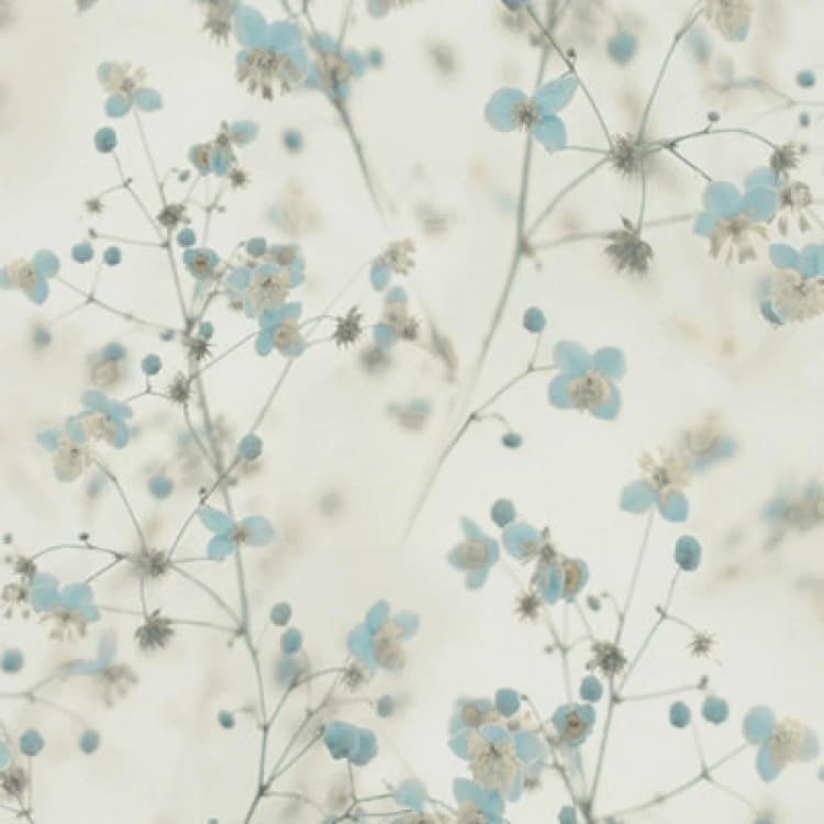 Image of A.S. Creation Country House Floral Flowers Leaf White Grey Blue Wallpaper Blue
