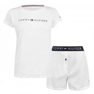 Image of Tommy Bodywear Woven Short Sleeve Boxer Pyjama Set - PVH Clasc Whte