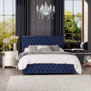 Image of Laurence Llewelyn-Bowen Laurence Llewelyn Bowen Seren Ottoman Storage Bed Plush Velvet Navy King