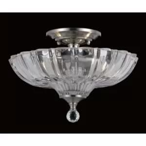 Image of Impex Dallas Satin Nickel Bowl Semi Flush Ceiling Light