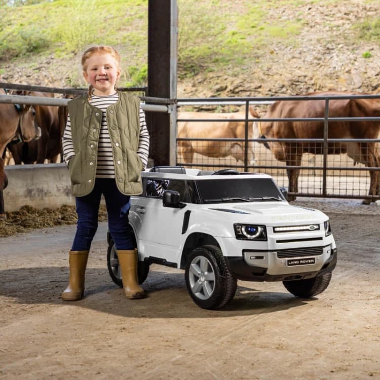 Image of XOOTZ Land Rover Defender Kids Electric Ride-On Car - White 5031470259372