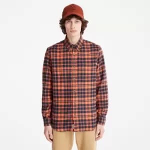 Image of Timberland Flannel Checked Shirt For Men In Orange Orange, Size L