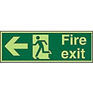 Image of Fire Exit Sign Left Arrow Acrylic 15 x 45 cm