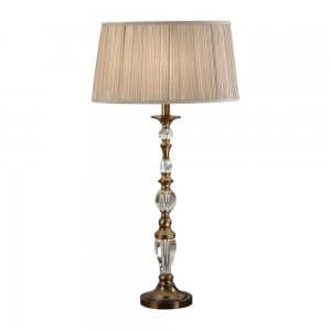 Image of 1 Light Large Table Lamp Antique Brass with Beige Shade, E14