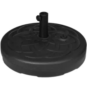 Image of Outsunny Garden Parasol Base Holder, Outdoor Market Umbrella Stand Weight with Built-In Handle, 25kg Water or 35kg Sand Filled, Black