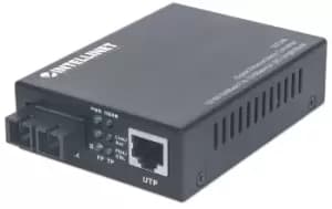 Image of Gigabit Ethernet Single Mode Media Converter - 10/100/1000Base-T to 1000Base-Lx (SC) Single-Mode - 20km (Euro 2-pin plug) - 1000 Mbps - 1000Base-T -