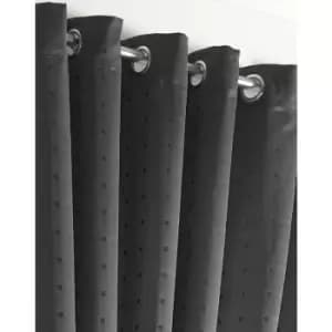 Image of Madison Charcoal Grey Eyelet Curtains 66 x 90 Fully Lined Ready Made Ring Top - Grey