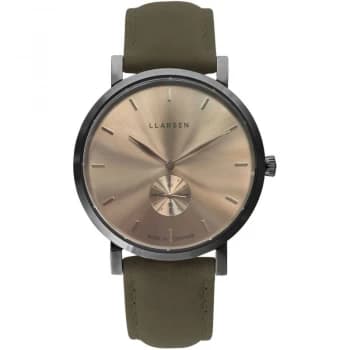 Image of LLARSEN Tan and Green 'Nikolaj' Classical Watch - 143ohs3-oforest20 - multicoloured