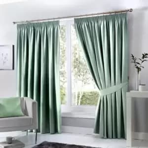 Image of Dijon Blackout Pencil Pleat Lined Curtains, Duck Egg, 46 x 54" - Fusion