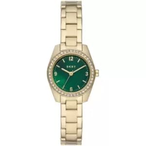 Image of Ladies DKNY Nolita Glitz Three-Hand Gold-Tone Stainless Steel Watch