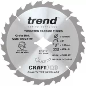 Image of Trend - CSB/19024TW Craft Sawblade 190Mm x 24 Teeth x 5/8 Thin Wormdrive