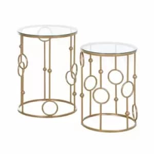 Image of HOMCOM Set Of 2 Nesting Round Coffee Tables Gold
