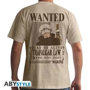 Image of One Piece - Wanted Trafalgar Law Mens Medium T-Shirt - Beige