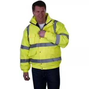 Image of Grafters Unisex Hi-Visibility Waterproof Bomber Jacket (M) (Yellow) - Yellow
