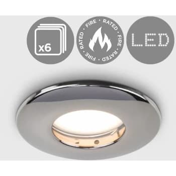 Image of 6 x Fire Rated Bathroom IP65 Domed GU10 Downlight Spotlights - Black Chrome