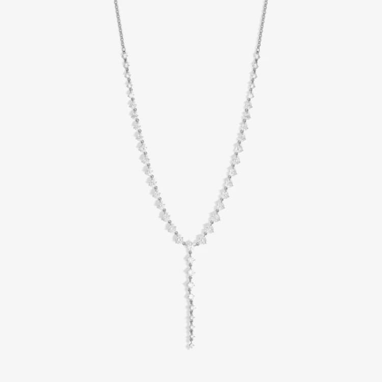 Image of Jon Richard Rhodium Plated CZ Y Necklace Jewellery Sets One Size Silver 71713411000
