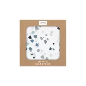 Image of Denby Elements Terrazzo Effect Blues Set Of 6 Coasters