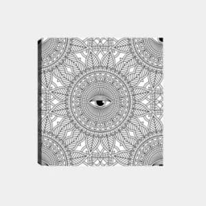 Image of MANDALA79 White Black Decorative Canvas Painting