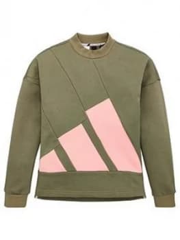 Image of Adidas Junior Girls Crew Neck - Green