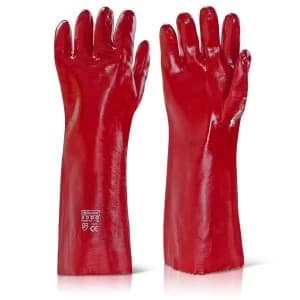 Image of Click2000 PVC Gauntlet Open Cuff 18" Red Ref PVCR18 Pack 50 Up to