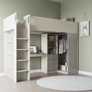 Image of Seconique Jupiter High Sleeper Bed - White/Grey
