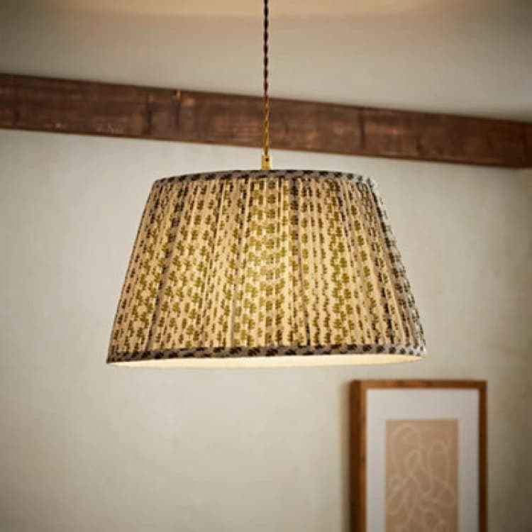Image of Valuelights Grange Large Green Floral Pleated Lamp Shade