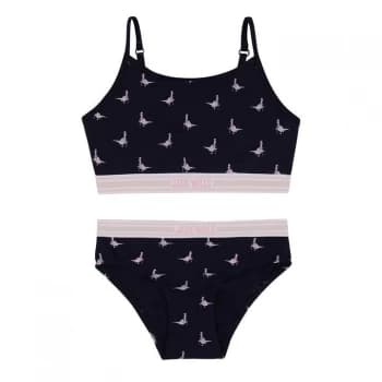 Image of Jack Wills Kids Girls Bralette And Brief Set - Navy/Pink