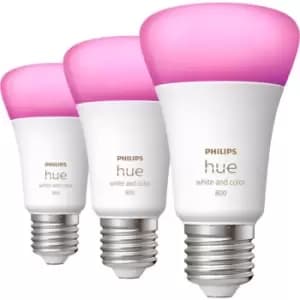 Image of Philips Hue White and Colour Ambiance E27 Smart Bulb - 3 Pack