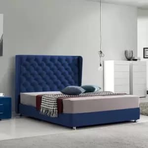 Image of Ondra Upholstered Beds - Plush Velvet, Double Size Frame, Blue - Blue
