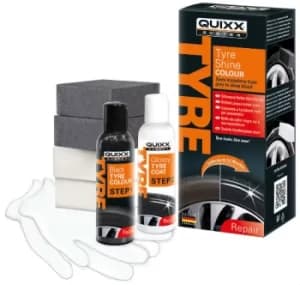 Image of QUIXX Car Detail Vehicle Restore Long Lasting Tyre Shine Gloss Colour Kit QTSC1