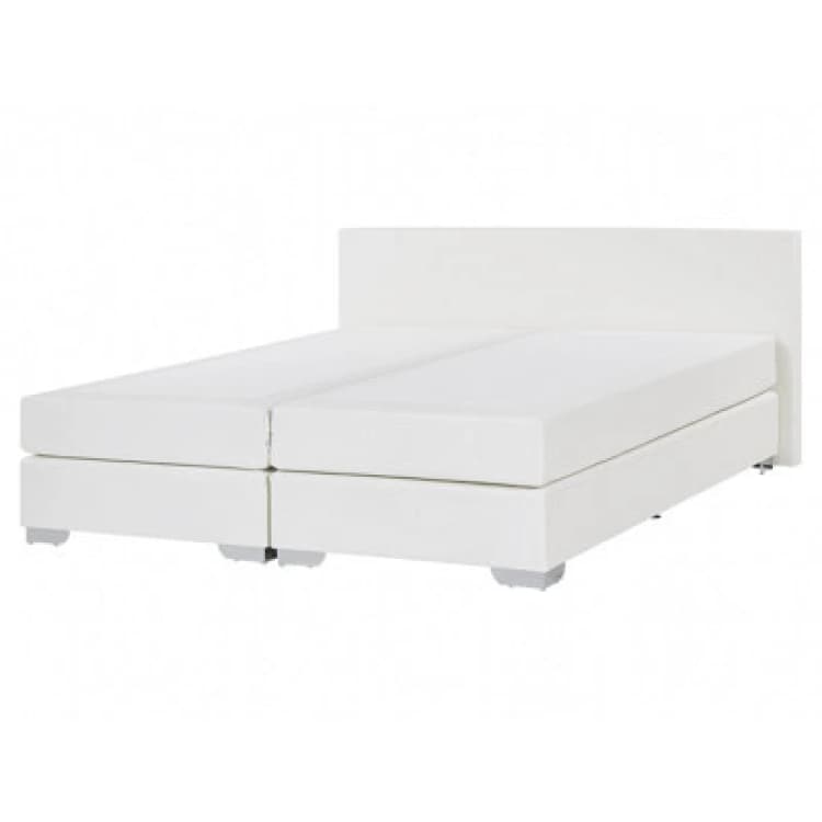 Image of Beliani Divan Bed Faux Leather President 160 X 200 Cm (Eu King Size) White