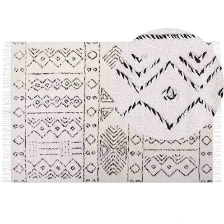 Image of Beliani Rug Alkent White 160 X 230 Cm Wool