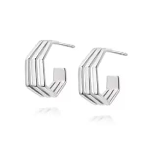 Image of Daisy London Jewellery 925 Sterling Silver Jameela Huggie Hoop Earrings Sterling Silver