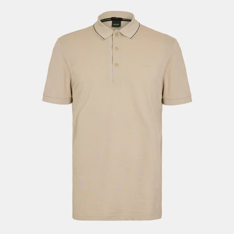 Image of Boss Mens HBG Paule 4 Polo Shirt, Premium Craftsmanship Light Beige male S