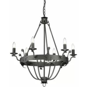 Image of Loops - 6 Bulb Chandelier Basket Style Base Crystal Droplets Graphite LED E14 60W
