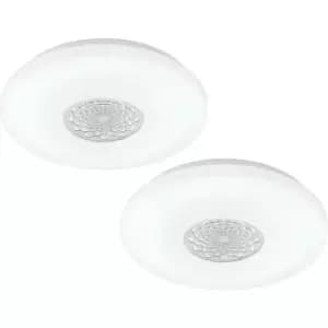 Image of 2 PACK Wall Flush Ceiling Light Colour White Shade White Chrome Plastic LED 24W