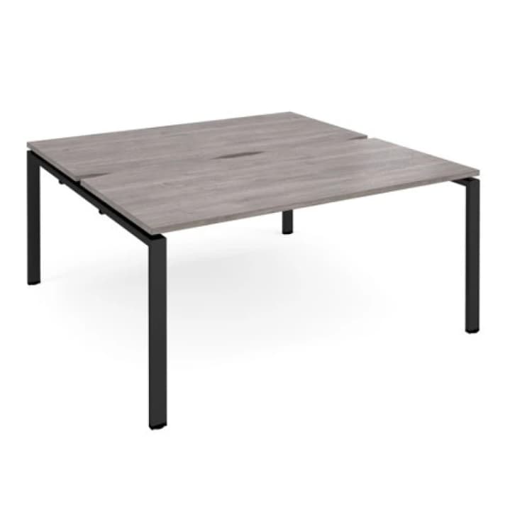Image of Adapt Adapt sliding top back to back desks 1600mm x 1600mm - Black frame, grey oak top STE1616-K-GO