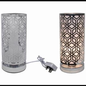Image of Silver Touch Lamp Geometric By Lesser & Pavey (UK Plug)