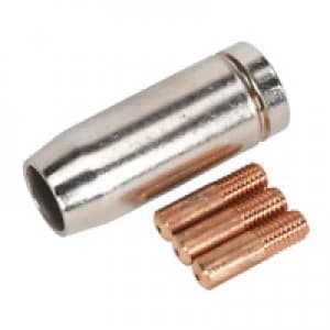 Image of Genuine SEALEY MIG954 Conical yeszzle x 1 Contact Tip 0.8mm x 3 TB14