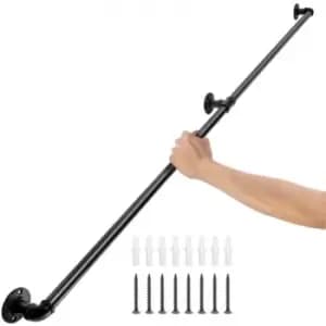 Image of VEVOR Pipe Stair Handrail, 4FT Staircase Handrail, 440LBS Load Capacity Carbon Steel Pipe Handrail, Industrial Pipe Handrail with Wall Mount Support,