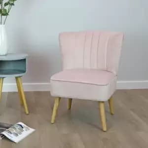 Image of Charlesbentley - Charles Bentley Velvet Upholstered Pleated Retro Wingback Occasional Chair Pink - Light Pink