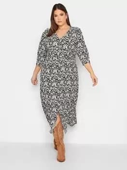Image of Yours Floral Jersey Dress, Black, Size 18, Women